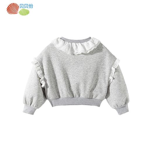 贝贝怡童装女童套头卫衣宽松型2026春季新款蕾丝花边休闲上衣春装ZB1FS023 商品图7