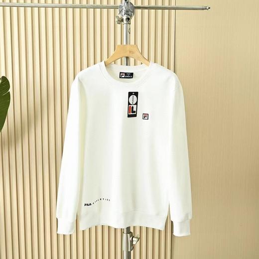 菲乐FILA贴布绣刺绣logo2025秋冬加绒加厚季新款男女同款四色锦纶华夫格面料 加厚套头圆领卫衣！ 商品图2