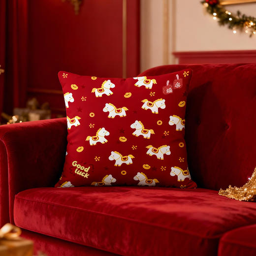 【超高级的双面马年抱枕】新年卡通可爱双面图案绒布抱枕套 生肖马年靠枕客厅 沙发软萌装饰枕玩偶 商品图5