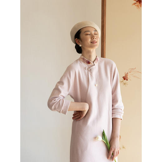 牧衣游原创 金鱼手工刺绣棉质连衣裙舒适宽松中式改良旗袍 长物 商品图1