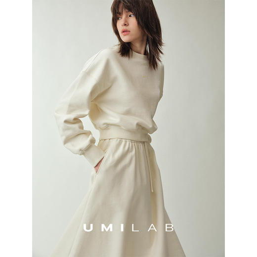 UMILAB｜适然*高克重纯棉自发热面料 内里磨毛宽松卫衣/松紧半裙E286W 商品图3