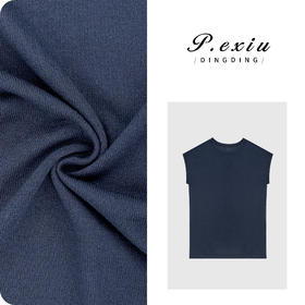 04-1潘依绣丁丁宠粉人丝夏季设计感圆领塌肩袖针织上衣 C038