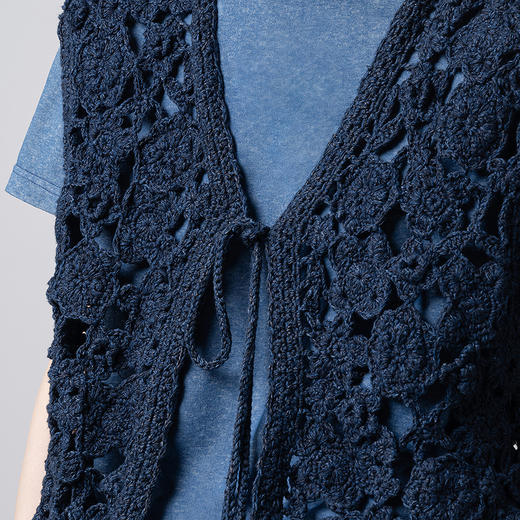 【林栖设计小店】（预售15天发货）手工钩花|植物染镂空肌理复古优雅2026春新款毛织马夹1961213 商品图8