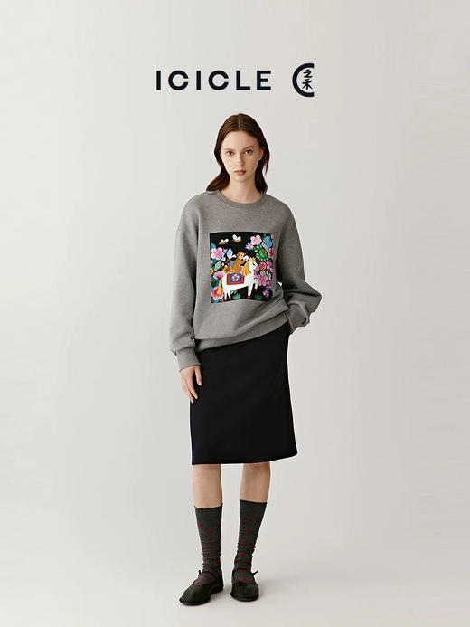 【秒杀价已调 直接拍】小禾 2026 毛圈棉 慵懒感 新年系列设计款 马上封侯印花 胶囊系列 宽版卫衣 商品图2