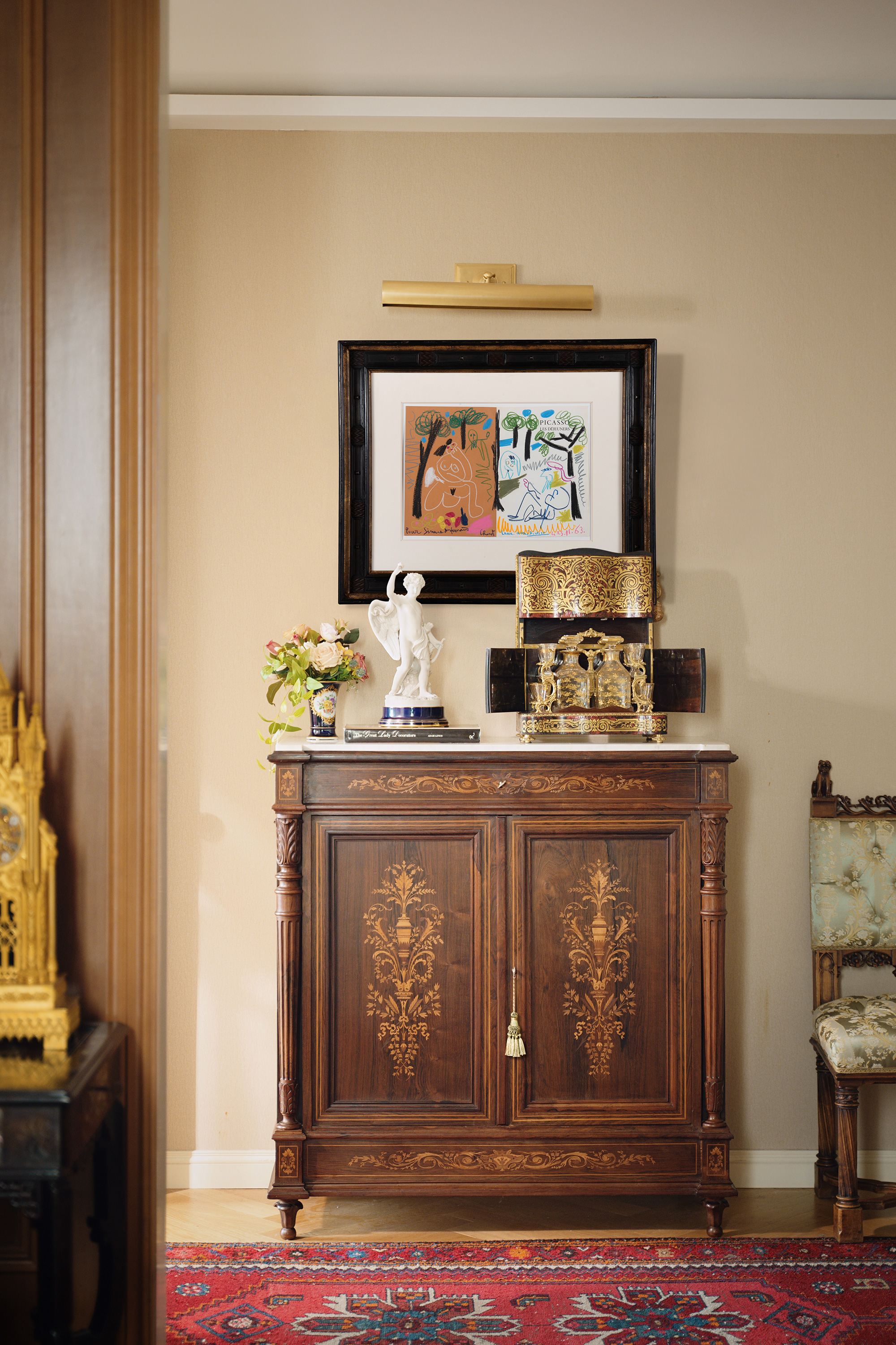 独角鹿西洋古董1963年西班牙艺术大师毕加索签名创作出品赠友独家版纸本粉彩作品《午餐场景》