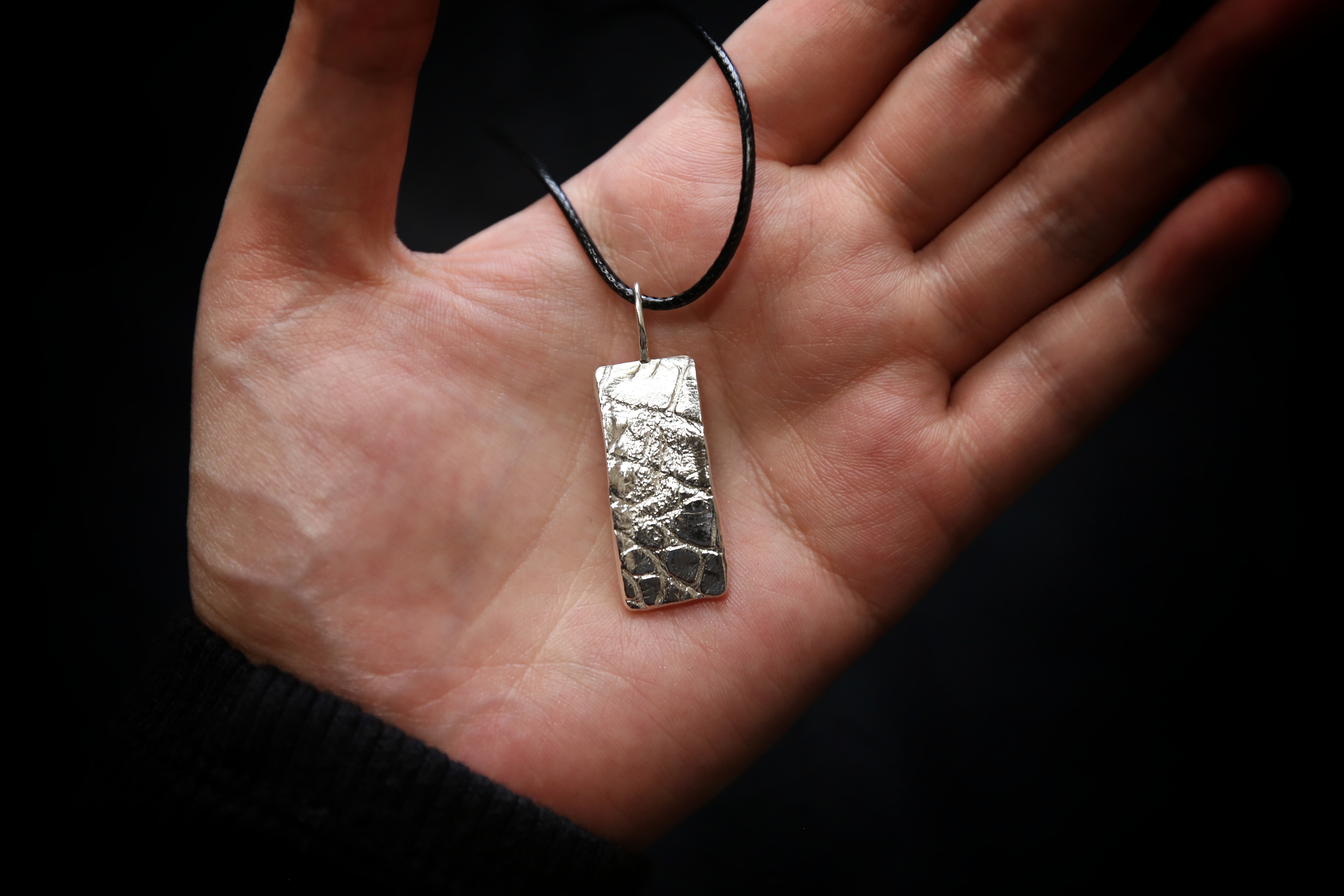 CHEZ BOQUE 覆盖系列原创手工925银织物肌理吊坠《淡影》