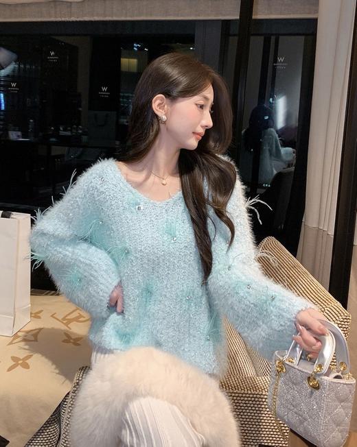 张心子【蓝色雪山】秋冬氛围感仙气马海毛毛衣 U2511117 商品图5