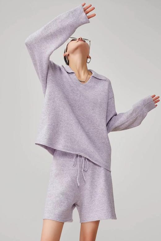 LNNNS 多巴胺紫色慵懒休闲针织短裤套装 21849 商品图3