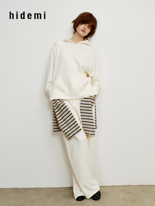 hidemi副线小h 日本进口纱线连帽套头卫衣上衣卫裤长裤套装两件套 商品图6