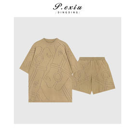 04-6潘依绣丁丁宠粉镂空针织图腾象筋腰头套装Q48821