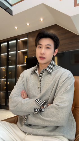 2616009SDSA男士秋冬新款痞帅男装韩版格子拼接翻领假两件卫衣百搭宽松