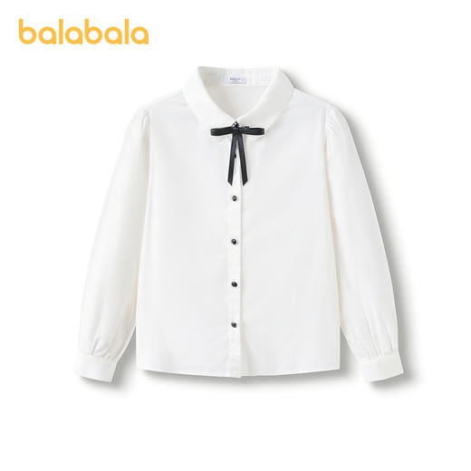 巴拉巴拉儿童长袖衬衫女童春装中大童学院风棉感白色衬衣柔软舒适 商品图4