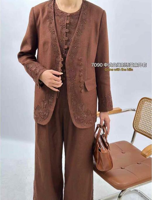 74YEQ7090#中式盘绳刺绣苎麻外套 商品图1