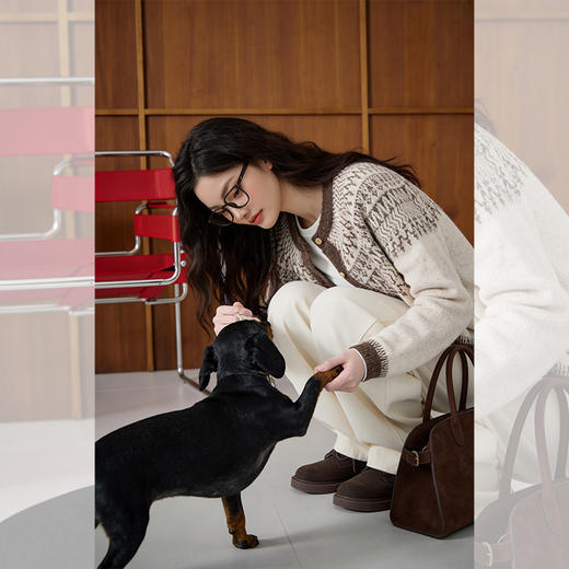 西遇北欧风费尔岛毛衣女2026春季新提花复古休闲杂色加厚针织开衫E0060079 商品图2