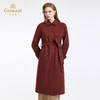 乔万尼氛围感烟熏红羊毛驼绒混纺系带中长款毛呢大衣ED4A753 商品缩略图1