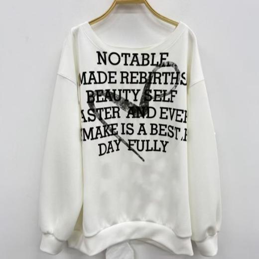 NC一字领字母印花长袖卫衣50802（白）秋季253021260321 商品图1