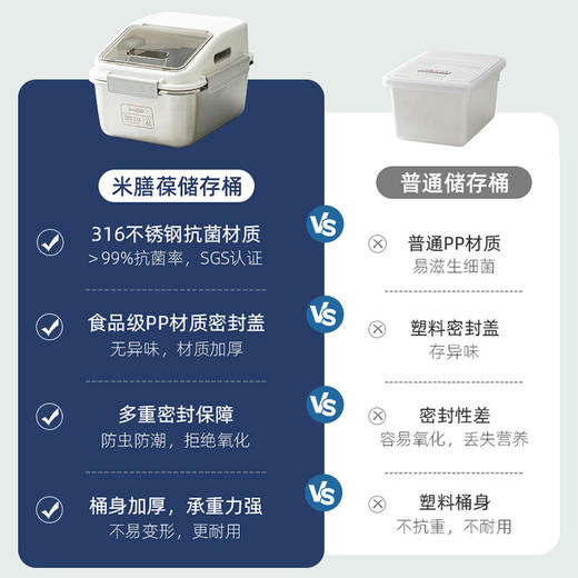 芬兰MISANBROO米膳葆不锈钢米桶316食品级米缸家用密封防虫防潮面粉桶 商品图3