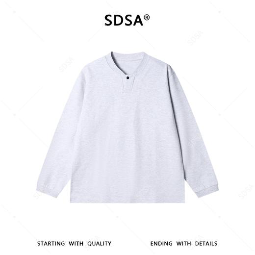 5686011SDSA男士秋冬新款痞帅男装简约纯色亨利领长袖T恤百搭休闲舒适潮 商品图1