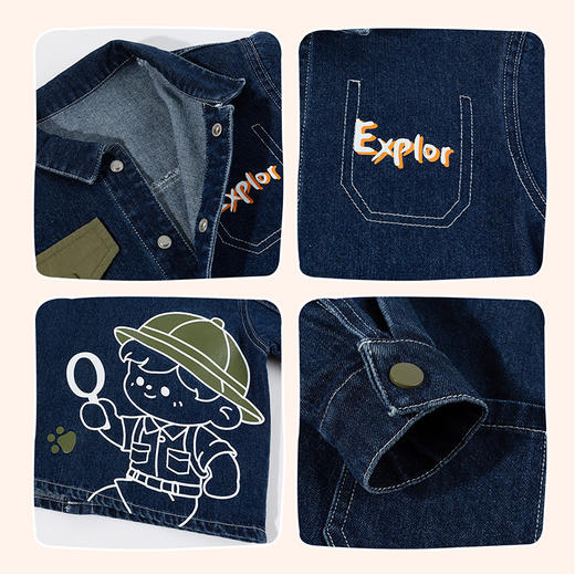 贝贝怡童装儿童牛仔外套长袖复古风上衣2026春季新款男童洋气春装ZB1FS033 商品图5