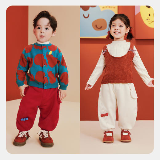 【远红外发热】迷你巴拉巴拉男女童宝宝长裤冬季抑菌内里抓绒裤子 商品图2