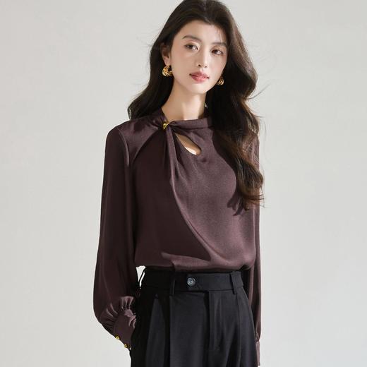 「高货sh」全新升级【铂金会员183/天猫249/差价66】(00118)洛诗琳新款设计感镂空衬衫2026春季法式轻奢通勤雪纺衫 商品图3