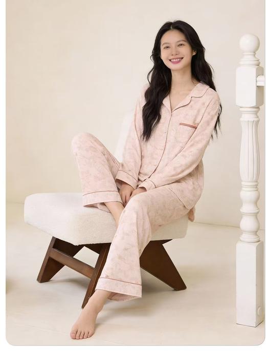 TZ竹纤维女士印花翻领分体家居套2399 商品图3