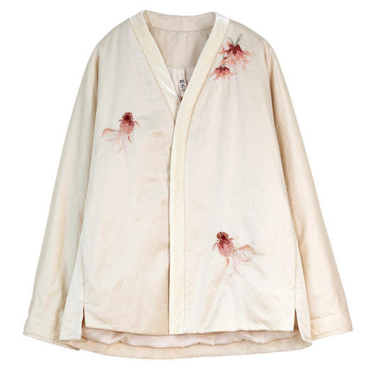 牧衣游原创 19姆米重磅丝棉手工刺绣棉衣素雅东方复古棉服 月舒 商品图4