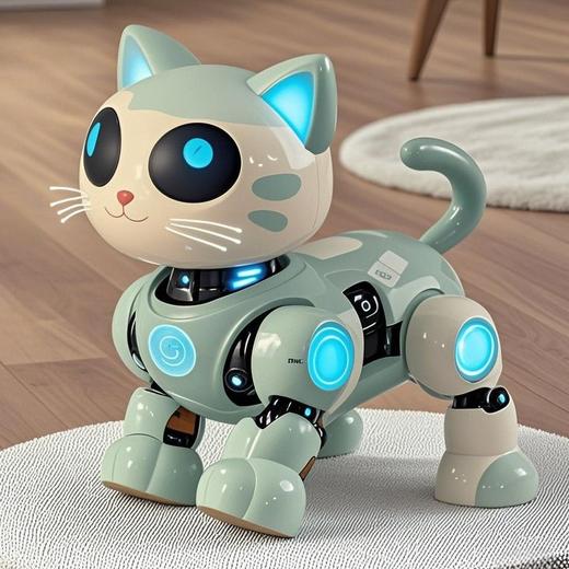 【萌宠来袭❗️电动牵绳机器小猫】用优质环保材质，锻炼手眼协调能力，在游戏中学习与探索，仿真可走路带音效玩具女孩男孩过家家玩具QQ 商品图0