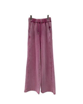 女款刺绣洗水阔腿裤长裤 可配套装fe002