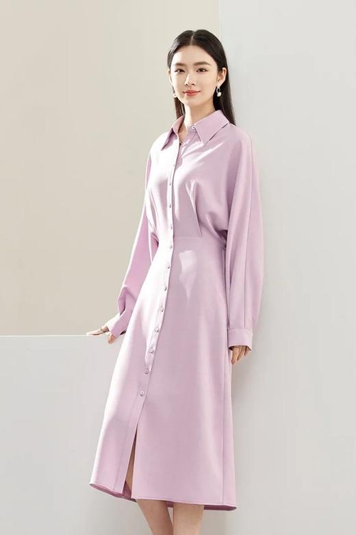 SENTUBILA尚都比拉 紫色通勤显瘦收腰衬衫气质连衣裙 21698 商品图6