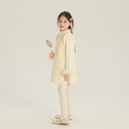 艾摩贝贝女童拜年服  2025冬款儿童新中式提花马甲加绒缎面国风背心套装 商品图14