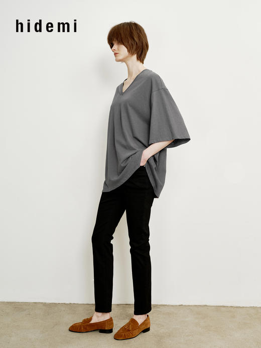 hidemi副线小h 修身显瘦黑色Slim小脚牛仔裤 商品图5