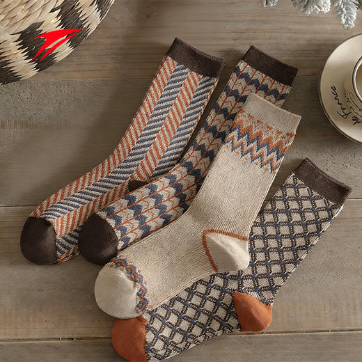 【金莱克复古羊绒袜组合装JLK26FG001】挖到一双秋冬氛围感作弊袜了?复古貌美又软糯保暖，花纹复古又精致 商品图1