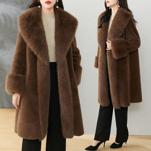 休闲宽松加厚皮草，一体毛绒大衣HR-ZMFS23161 商品图1