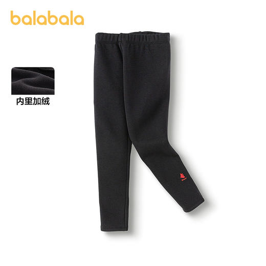 巴拉巴拉童装儿童打底裤女童春秋装加绒长裤萌趣可爱绣花裤子百搭 商品图0