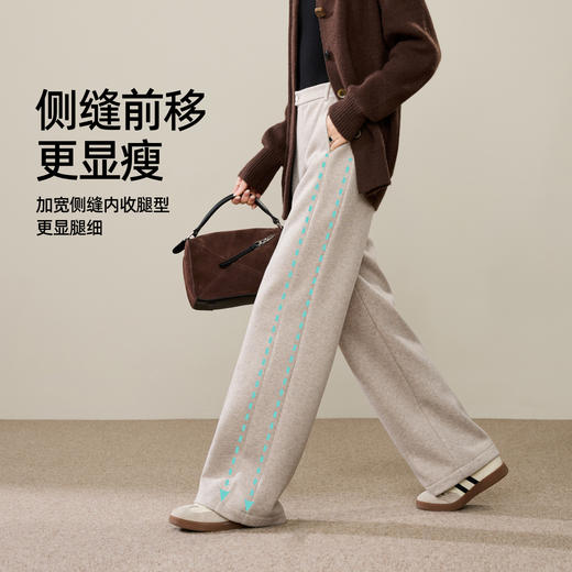 【断色亏本售！云绒暖暖裤】逸阳冬高腰垂感羊毛呢加绒通勤阔腿休闲裤8625 商品图3