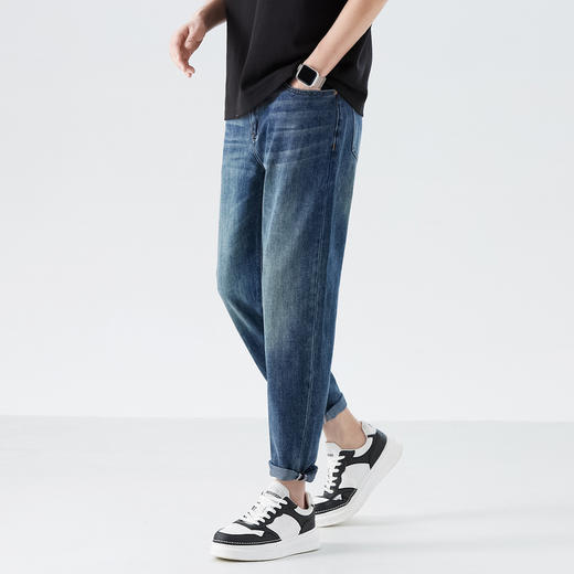 GXG男装26春季潮流经典水洗复古百搭舒适休闲直筒裤男式牛仔长裤K&C 商品图1