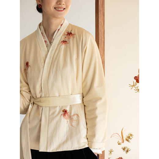 牧衣游原创 19姆米重磅丝棉手工刺绣棉衣素雅东方复古棉服 月舒 商品图1