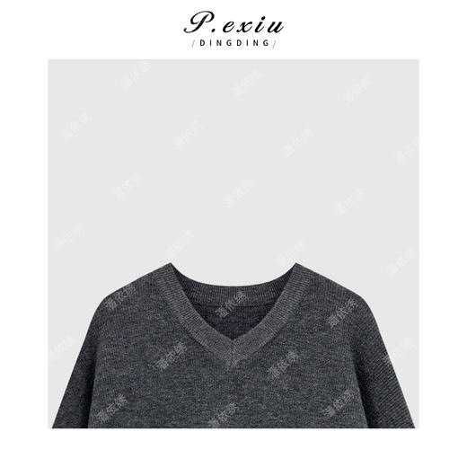 PanYiXiu/潘依绣超细羊毛设计感假两件拼接V领针织连衣裙 Ss077 商品图2