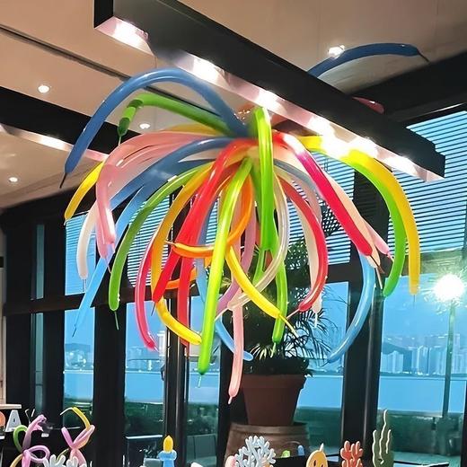 （90只+赠打气筒）多巴胺烟花气球编织加厚儿童炸火花长条生日派对造型魔术装饰布置 商品图4