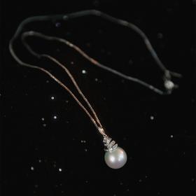 阮仕珍珠 琼雪S925银淡水珍珠链牌 13-14mm 圆 微瑕 极强光