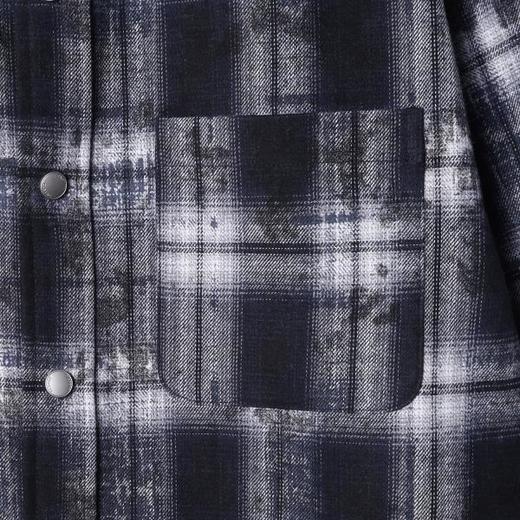 5719SDSA秋冬新款痞帅男装复古扎染格纹格子按扣长袖衬衫百搭休闲衬衣 商品图3