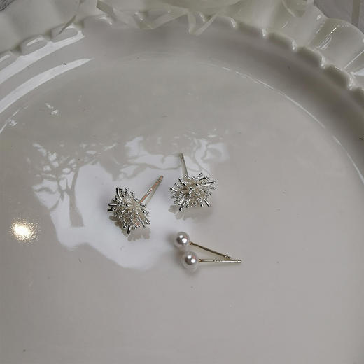银色高级感银针气质耳钉组合纪念日百货门店同款163594261 商品图2