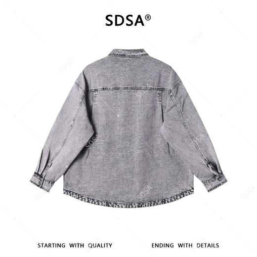 SDSA男士秋冬新款痞帅男装潮牌扎染牛仔长袖衬衫百搭时尚做旧衬衣 商品图5