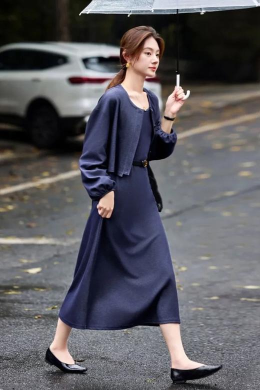 苏醒的乐园 牛仔蓝时尚气质通勤背心裙套装 21667 商品图0