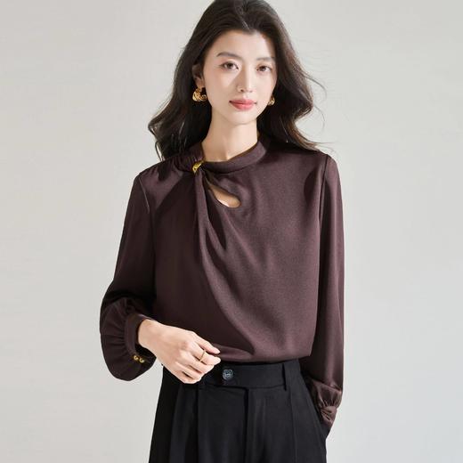 「高货sh」全新升级【铂金会员183/天猫249/差价66】(00118)洛诗琳新款设计感镂空衬衫2026春季法式轻奢通勤雪纺衫 商品图2