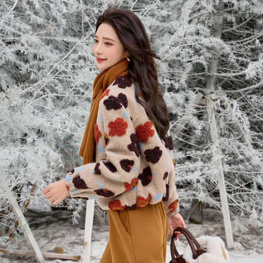 小香风立体花朵毛呢羽绒服，90白鸭绒冬加厚保暖显瘦减龄外套HR-YJLY86861 商品图4