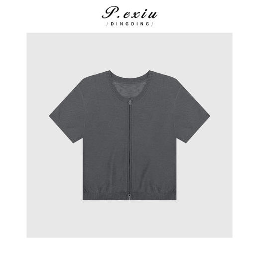 04-1潘依绣丁丁宠粉简约短袖针织拉链开衫Q12992 商品图0