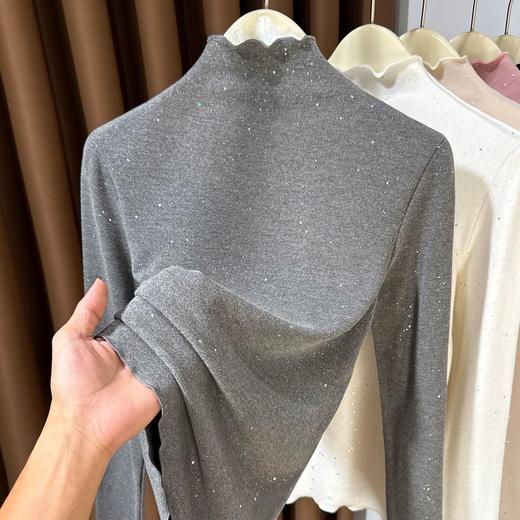 百媚生 亮晶晶木耳边保暖内搭T恤上衣 商品图5