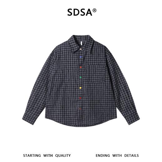 26CS18SDSA男士秋冬新款痞帅男装潮牌小格子磨破菱形格长袖衬衫百搭休闲 商品图4
